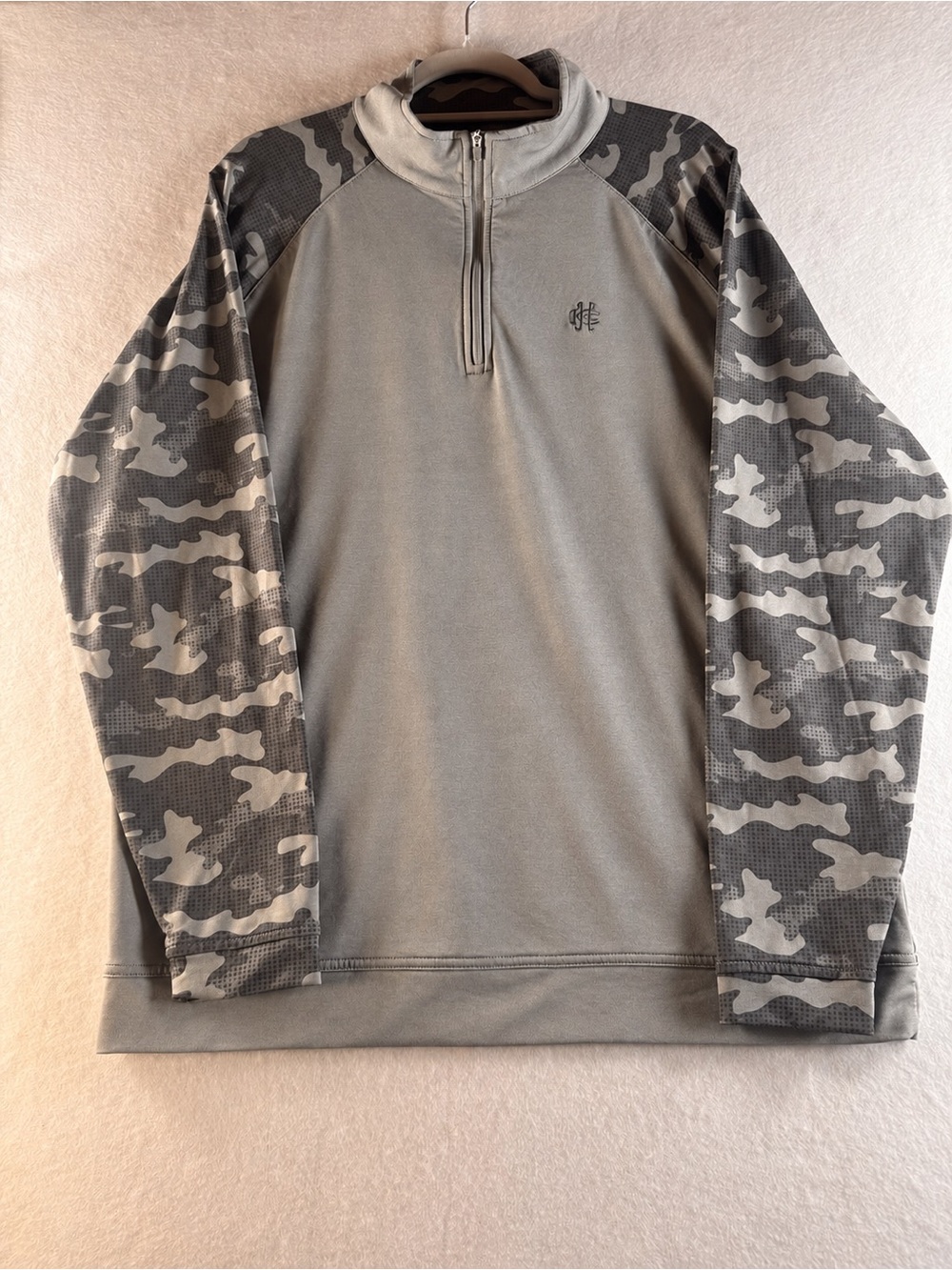 Peter Millar Grey Golf Quarter-Zip with Camouflage Sleeves